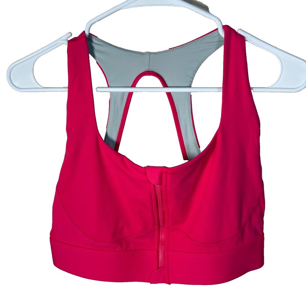 VFUS Sports Bra Women's Large Pink Zip Front Racerback Athletic Active